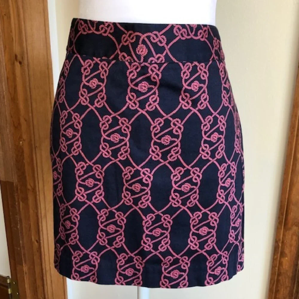 VINEYARD VINES Nautical Rope Navy Pink A Line Skirt 10